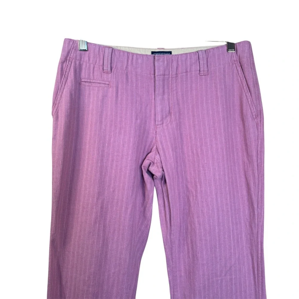 American Eagle Pink Pinstripe Trousers Womens 8‎ Stretch Herringbone Dress Pants